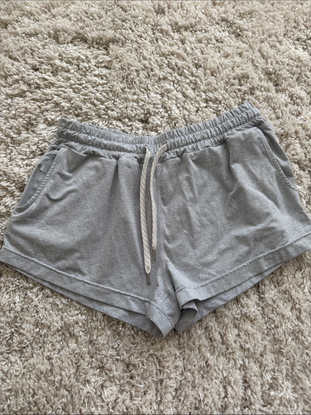 Vuori Light Gray Athletic Drawstring Shorts